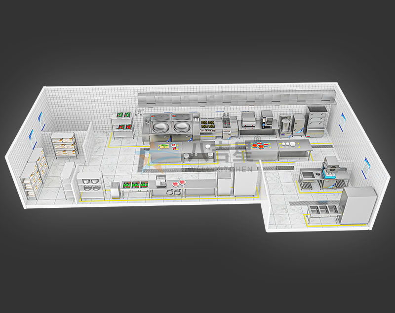 100-150人單位食堂廚房工程3d效果圖